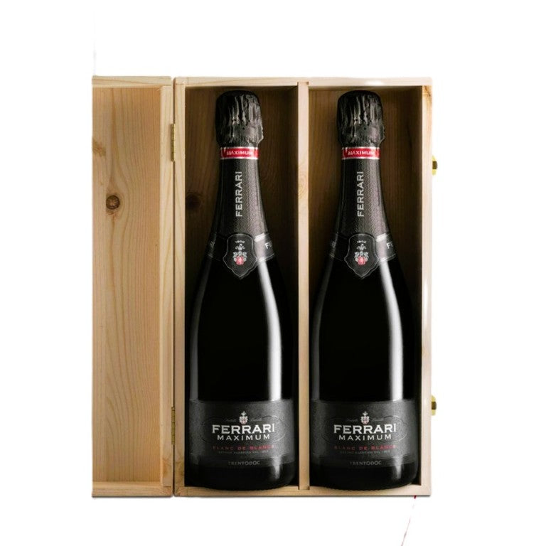 FERRARI  CASSETTA LEGNO 2 BOTTIGLIE BLANC DE BLANC